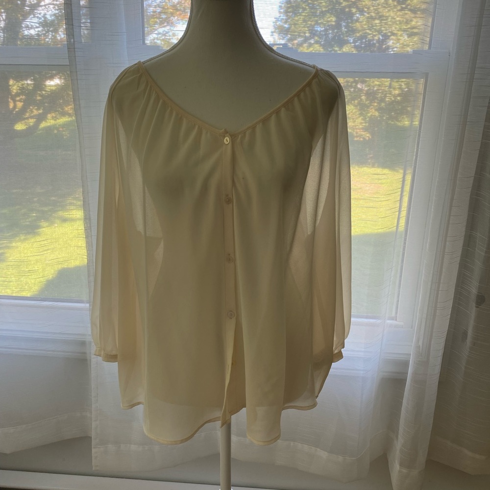 H&M cream sheer blouse